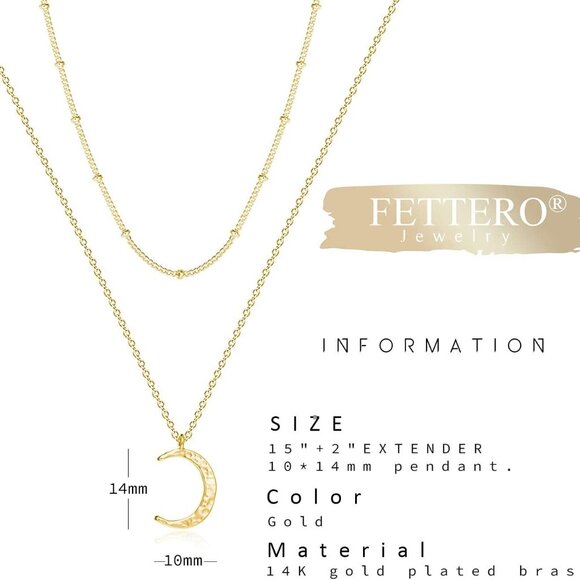 Gold Pendant Necklace Choker 14K Gold Plated Moon Phase Jewelry for Women - Picture 6 of 7